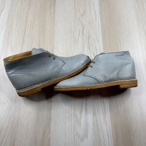 Clark's Jil Sander Mens Gray Lace Up Classic Leather Chukka Desert Boots Size 9